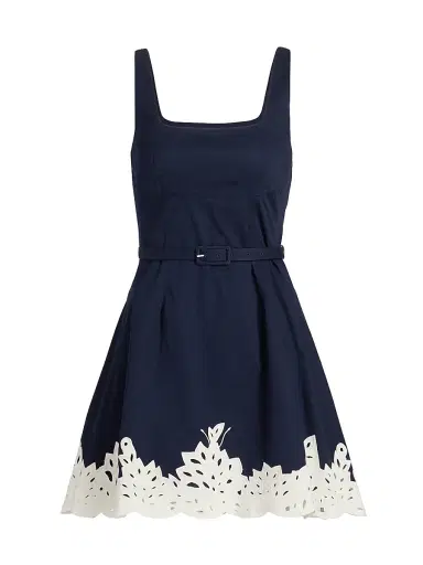 Tanya Taylor Women's Paige Cutwork Lace Cotton Minidress - Maritime Blue | Thumbnail 1 Tanya Taylor Women's Paige Cutwork Lace Cotton Minidress - Maritime Blue | Thumbnail 1