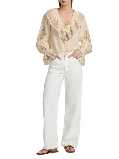 Kobi Halperin Women's Arielle Cotton-Silk Ruffle Blouse - Ecru | Thumbnail 2 Kobi Halperin Women's Arielle Cotton-Silk Ruffle Blouse - Ecru | Thumbnail 2