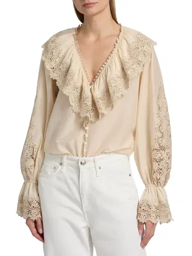 Kobi Halperin Women's Arielle Cotton-Silk Ruffle Blouse - Ecru | Thumbnail 3 Kobi Halperin Women's Arielle Cotton-Silk Ruffle Blouse - Ecru | Thumbnail 3