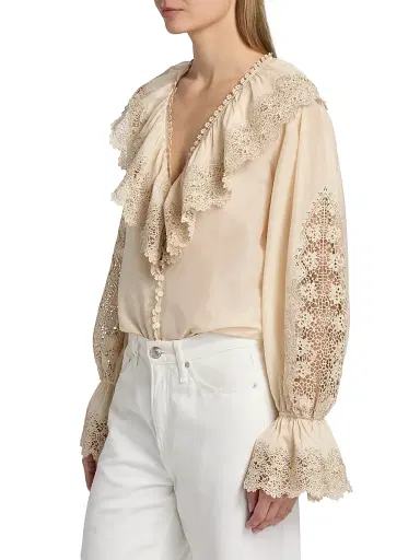Kobi Halperin Women's Arielle Cotton-Silk Ruffle Blouse - Ecru | Thumbnail 4 Kobi Halperin Women's Arielle Cotton-Silk Ruffle Blouse - Ecru | Thumbnail 4