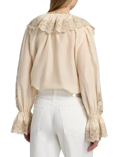Kobi Halperin Women's Arielle Cotton-Silk Ruffle Blouse - Ecru | Thumbnail 5 Kobi Halperin Women's Arielle Cotton-Silk Ruffle Blouse - Ecru | Thumbnail 5