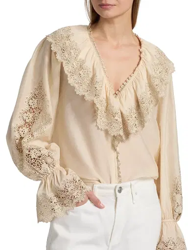 Kobi Halperin Women's Arielle Cotton-Silk Ruffle Blouse - Ecru | Thumbnail 6 Kobi Halperin Women's Arielle Cotton-Silk Ruffle Blouse - Ecru | Thumbnail 6