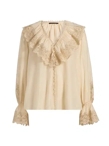 Kobi Halperin Women's Arielle Cotton-Silk Ruffle Blouse - Ecru | Thumbnail 1 Kobi Halperin Women's Arielle Cotton-Silk Ruffle Blouse - Ecru | Thumbnail 1