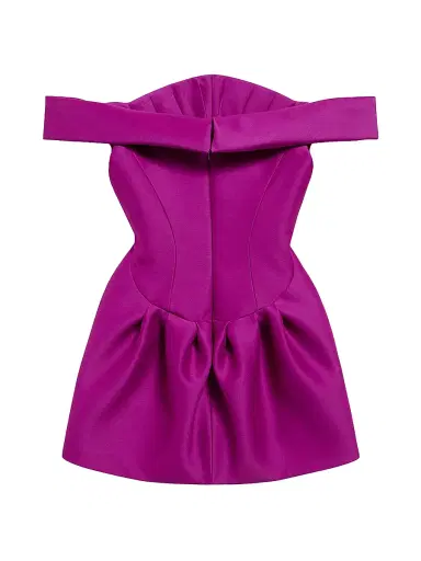 Balenciaga Women's Off-Shoulder Mini Dress - Purple | Thumbnail 2 Balenciaga Women's Off-Shoulder Mini Dress - Purple | Thumbnail 2