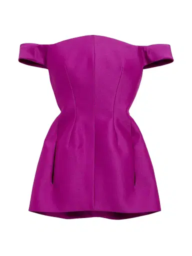 Balenciaga Women's Off-Shoulder Mini Dress - Purple | Thumbnail 1 Balenciaga Women's Off-Shoulder Mini Dress - Purple | Thumbnail 1
