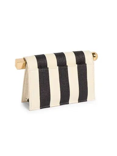 Jacquemus Women's La Petite Pochette Rond Carre Striped Clutch - Natural Black | Thumbnail 4 Jacquemus Women's La Petite Pochette Rond Carre Striped Clutch - Natural Black | Thumbnail 4