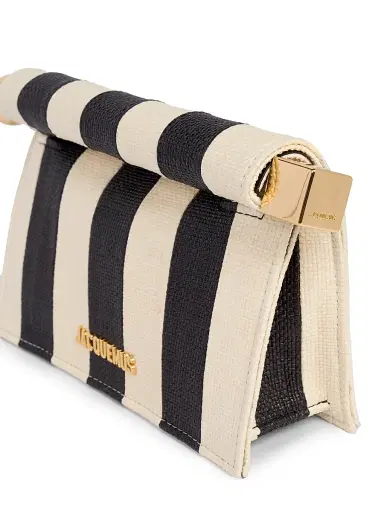Jacquemus Women's La Petite Pochette Rond Carre Striped Clutch - Natural Black | Thumbnail 5 Jacquemus Women's La Petite Pochette Rond Carre Striped Clutch - Natural Black | Thumbnail 5
