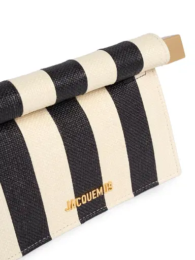 Jacquemus Women's La Petite Pochette Rond Carre Striped Clutch - Natural Black | Thumbnail 6 Jacquemus Women's La Petite Pochette Rond Carre Striped Clutch - Natural Black | Thumbnail 6