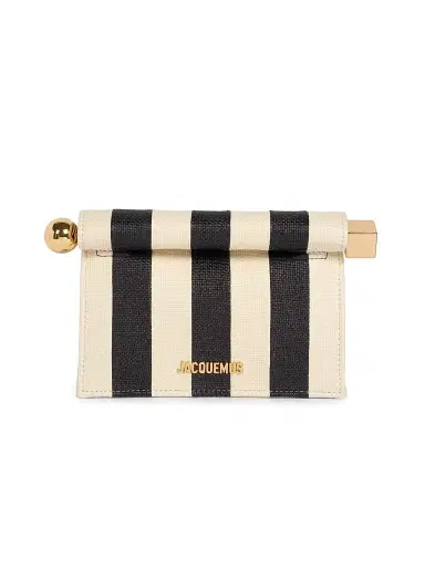 Jacquemus Women's La Petite Pochette Rond Carre Striped Clutch - Natural Black | Thumbnail 1 Jacquemus Women's La Petite Pochette Rond Carre Striped Clutch - Natural Black | Thumbnail 1