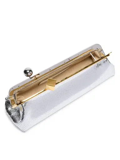 Jacquemus Women's La Pochette Salon Metallic Leather Convertible Clutch - Silver | Thumbnail 4 Jacquemus Women's La Pochette Salon Metallic Leather Convertible Clutch - Silver | Thumbnail 4