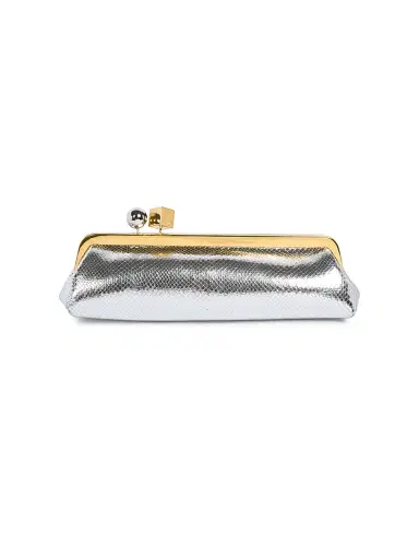 Jacquemus Women's La Pochette Salon Metallic Leather Convertible Clutch - Silver | Thumbnail 1 Jacquemus Women's La Pochette Salon Metallic Leather Convertible Clutch - Silver | Thumbnail 1