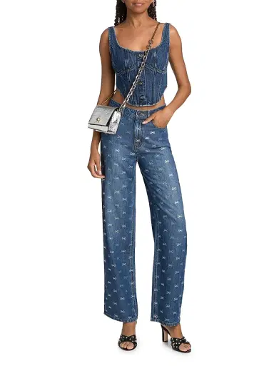 Self-Portrait Women's Denim Corset Top - Blue - Size 12 | Thumbnail 2 Self-Portrait Women's Denim Corset Top - Blue - Size 12 | Thumbnail 2