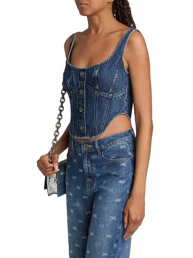 Self-Portrait Women's Denim Corset Top - Blue - Size 12 | Thumbnail 4 Self-Portrait Women's Denim Corset Top - Blue - Size 12 | Thumbnail 4