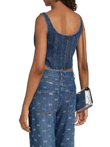 Self-Portrait Women's Denim Corset Top - Blue - Size 12 | Thumbnail 5 Self-Portrait Women's Denim Corset Top - Blue - Size 12 | Thumbnail 5