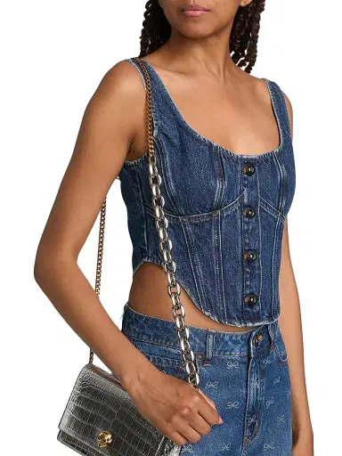 Self-Portrait Women's Denim Corset Top - Blue - Size 12 | Thumbnail 6 Self-Portrait Women's Denim Corset Top - Blue - Size 12 | Thumbnail 6