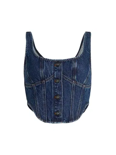 Self-Portrait Women's Denim Corset Top - Blue - Size 12 | Thumbnail 1 Self-Portrait Women's Denim Corset Top - Blue - Size 12 | Thumbnail 1