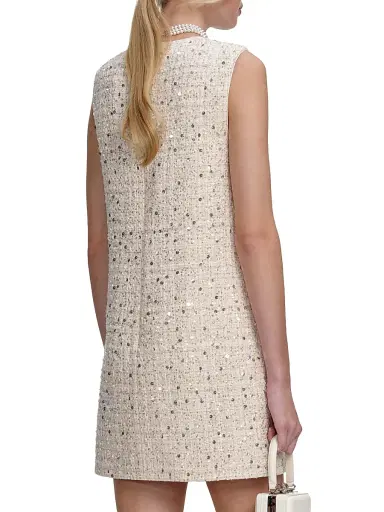 Self-Portrait Women's Embellished Bouclé Shift Minidress - Cream | Thumbnail 5 Self-Portrait Women's Embellished Bouclé Shift Minidress - Cream | Thumbnail 5