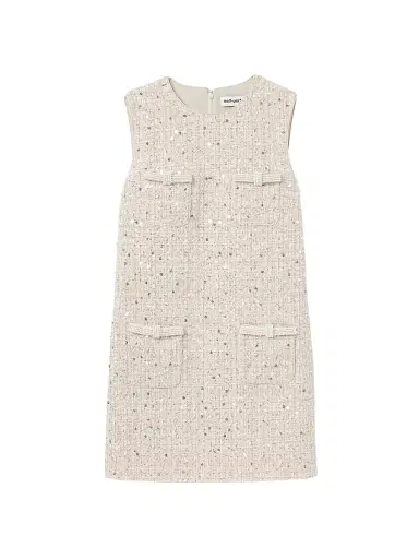 Self-Portrait Women's Embellished Bouclé Shift Minidress - Cream | Thumbnail 1 Self-Portrait Women's Embellished Bouclé Shift Minidress - Cream | Thumbnail 1
