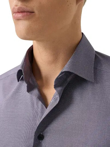 Eton Men's Contemporary-Fit Textured Cotton Piqué Shirt - Purple - Size 18 | Thumbnail 5 Eton Men's Contemporary-Fit Textured Cotton Piqué Shirt - Purple - Size 18 | Thumbnail 5