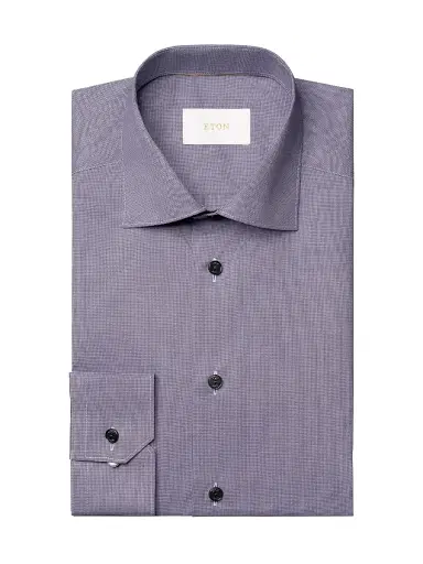 Eton Men's Contemporary-Fit Textured Cotton Piqué Shirt - Purple - Size 18 | Thumbnail 1 Eton Men's Contemporary-Fit Textured Cotton Piqué Shirt - Purple - Size 18 | Thumbnail 1