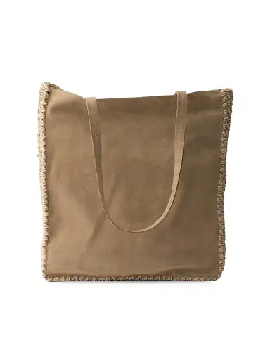 Prada Women's Suede and Crochet Tote Bag - Beige Khaki | Thumbnail 3 Prada Women's Suede and Crochet Tote Bag - Beige Khaki | Thumbnail 3
