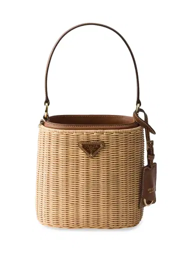 Prada Women's Wicker and Leather Bucket Bag | Thumbnail 1 Prada Women's Wicker and Leather Bucket Bag | Thumbnail 1