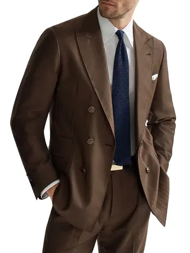 Brunello Cucinelli Men's Virgin Wool and Cashmere One and a Half Breasted Deconstructed Blazer - Brown - Size 44 | Thumbnail 5 Brunello Cucinelli Men's Virgin Wool and Cashmere One and a Half Breasted Deconstructed Blazer - Brown - Size 44 | Thumbnail 5