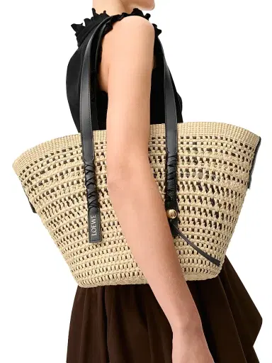 Loewe Women's x Paula's Ibiza Braided Raffia Basket Bag - Natural Black | Thumbnail 3 Loewe Women's x Paula's Ibiza Braided Raffia Basket Bag - Natural Black | Thumbnail 3