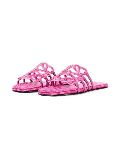Loewe Women's x Paula's Ibiza Petal Anagram-Embroidered Sandals - Orchid - Size 11 | Thumbnail 2 Loewe Women's x Paula's Ibiza Petal Anagram-Embroidered Sandals - Orchid - Size 11 | Thumbnail 2