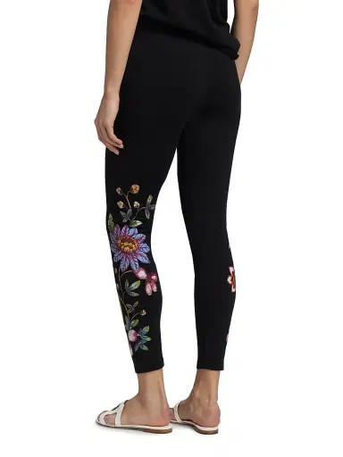 Johnny Was Women's Floral Cotton Jersey Leggings - Black | Thumbnail 5 Johnny Was Women's Floral Cotton Jersey Leggings - Black | Thumbnail 5