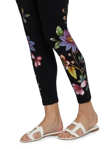 Johnny Was Women's Floral Cotton Jersey Leggings - Black | Thumbnail 6 Johnny Was Women's Floral Cotton Jersey Leggings - Black | Thumbnail 6
