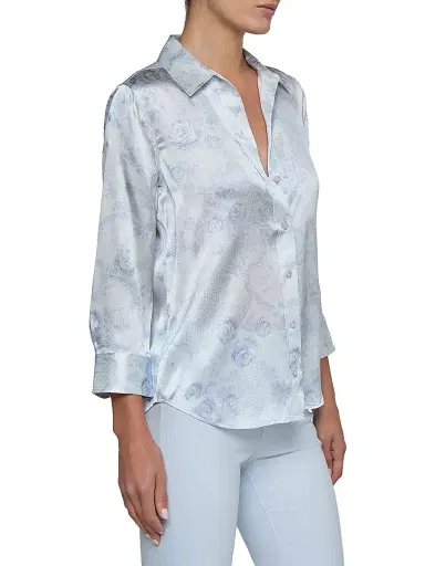 L'AGENCE Women's Dani Floral Lace Button-Front Blouse - Mist Blue Lace Print | Thumbnail 4 L'AGENCE Women's Dani Floral Lace Button-Front Blouse - Mist Blue Lace Print | Thumbnail 4