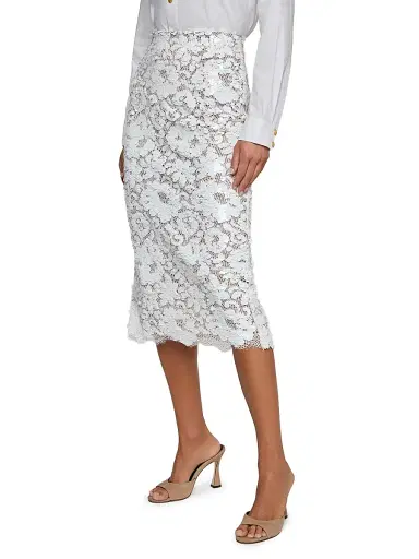 L'AGENCE Women's Makena Lace Pencil Skirt - White | Thumbnail 4 L'AGENCE Women's Makena Lace Pencil Skirt - White | Thumbnail 4