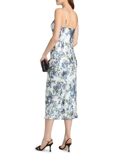 L'Agence Women's Seridie Printed Silk Midi-Slipdress - Grey Watercolor Butterfly - Size 14 | Thumbnail 5 L'Agence Women's Seridie Printed Silk Midi-Slipdress - Grey Watercolor Butterfly - Size 14 | Thumbnail 5
