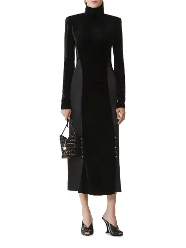 Lanvin Women's Velvet Midi Dress - Black | Thumbnail 2 Lanvin Women's Velvet Midi Dress - Black | Thumbnail 2