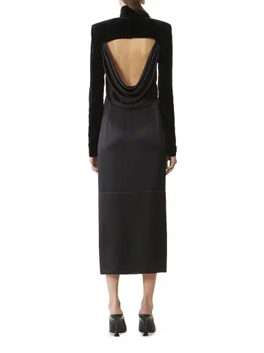 Lanvin Women's Velvet Midi Dress - Black | Thumbnail 4 Lanvin Women's Velvet Midi Dress - Black | Thumbnail 4