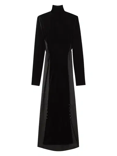 Lanvin Women's Velvet Midi Dress - Black | Thumbnail 1 Lanvin Women's Velvet Midi Dress - Black | Thumbnail 1