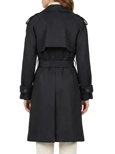 Gorski Women's Belted Trench Coat Crafted with Vitale Barberis Wool - Black - Size Large | Thumbnail 4 Gorski Women's Belted Trench Coat Crafted with Vitale Barberis Wool - Black - Size Large | Thumbnail 4
