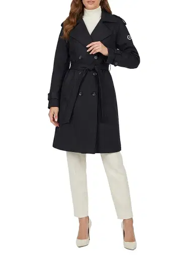 Gorski Women's Belted Trench Coat Crafted with Vitale Barberis Wool - Black - Size Large | Thumbnail 5 Gorski Women's Belted Trench Coat Crafted with Vitale Barberis Wool - Black - Size Large | Thumbnail 5