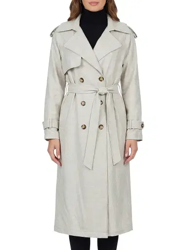 Gorski Women's Belted Trench Coat Crafted with Vitale Barberis Wool - Beige - Size XS | Thumbnail 2 Gorski Women's Belted Trench Coat Crafted with Vitale Barberis Wool - Beige - Size XS | Thumbnail 2