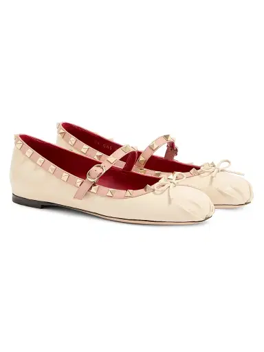 Valentino Garavani Women's Mary-Jane Rockstud Ballerinas - Butter | Thumbnail 2 Valentino Garavani Women's Mary-Jane Rockstud Ballerinas - Butter | Thumbnail 2