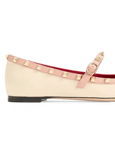 Valentino Garavani Women's Mary-Jane Rockstud Ballerinas - Butter | Thumbnail 6 Valentino Garavani Women's Mary-Jane Rockstud Ballerinas - Butter | Thumbnail 6