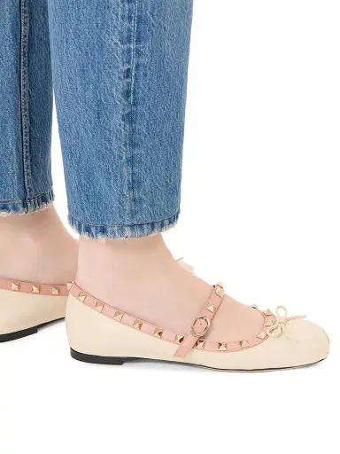 Valentino Garavani Women's Mary-Jane Rockstud Ballerinas - Butter | Thumbnail 7 Valentino Garavani Women's Mary-Jane Rockstud Ballerinas - Butter | Thumbnail 7