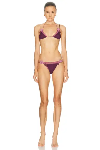 Oseree Double Mesh Rose Two Piece Bikini Set | Thumbnail 1 Oseree Double Mesh Rose Two Piece Bikini Set | Thumbnail 1