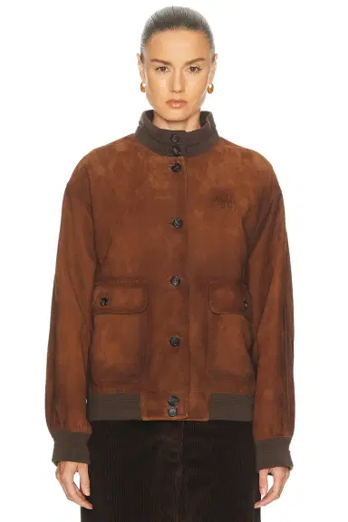 Miu Miu Agnello Scamosciato Cerato Jacket | Thumbnail 2 Miu Miu Agnello Scamosciato Cerato Jacket | Thumbnail 2