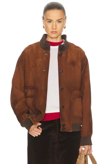 Miu Miu Agnello Scamosciato Cerato Jacket | Thumbnail 1 Miu Miu Agnello Scamosciato Cerato Jacket | Thumbnail 1