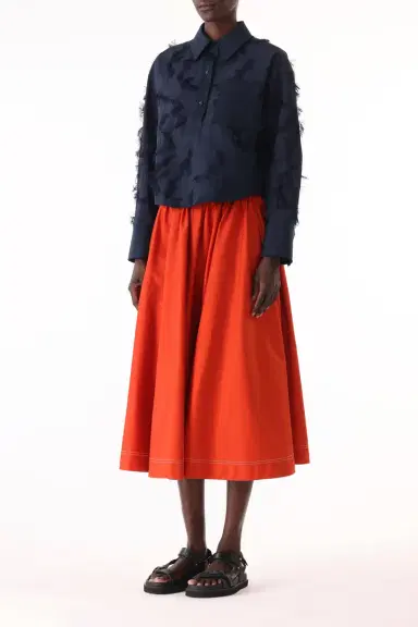 Jason Wu Collection LONG SLEEVE CROPPED COTTON FIL COUPE SHIRT | Thumbnail 4 Jason Wu Collection LONG SLEEVE CROPPED COTTON FIL COUPE SHIRT | Thumbnail 4