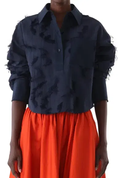Jason Wu Collection LONG SLEEVE CROPPED COTTON FIL COUPE SHIRT | Thumbnail 1 Jason Wu Collection LONG SLEEVE CROPPED COTTON FIL COUPE SHIRT | Thumbnail 1