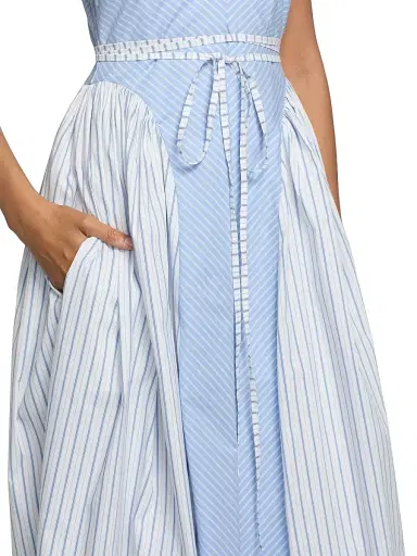 Cinq à Sept Women's Emin Striped Poplin Midi-Dress - Cornflower White | Thumbnail 6 Cinq à Sept Women's Emin Striped Poplin Midi-Dress - Cornflower White | Thumbnail 6