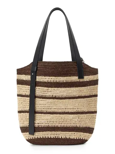 Loewe Men's x Paula's Ibiza Loop Basket Striped Raffia Tote Bag - Chocolate Natural | Thumbnail 5 Loewe Men's x Paula's Ibiza Loop Basket Striped Raffia Tote Bag - Chocolate Natural | Thumbnail 5